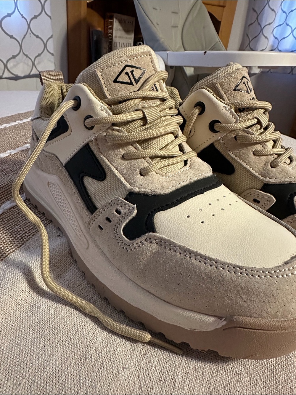 dingo Tan and Black Combat-Style Steel Toe Moto Sneakers